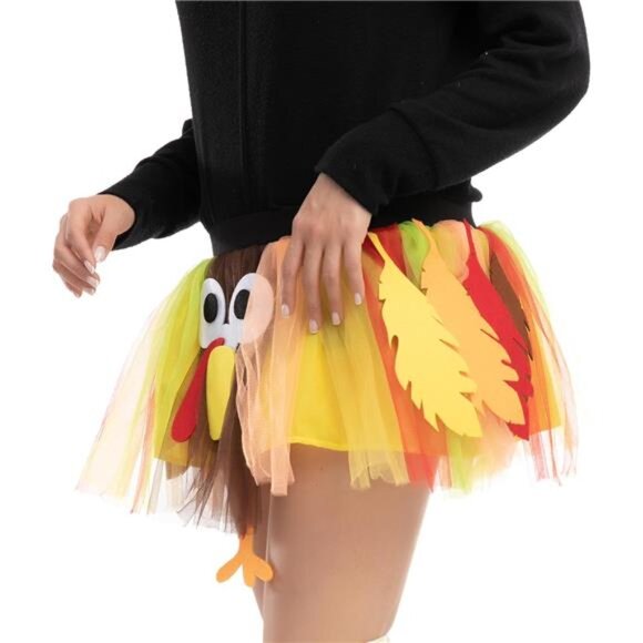 Thanksgiving Turkey Tutu – Dress-Up Party Outfit, Turkey Skirt & Accessories - Picture 7 of 8